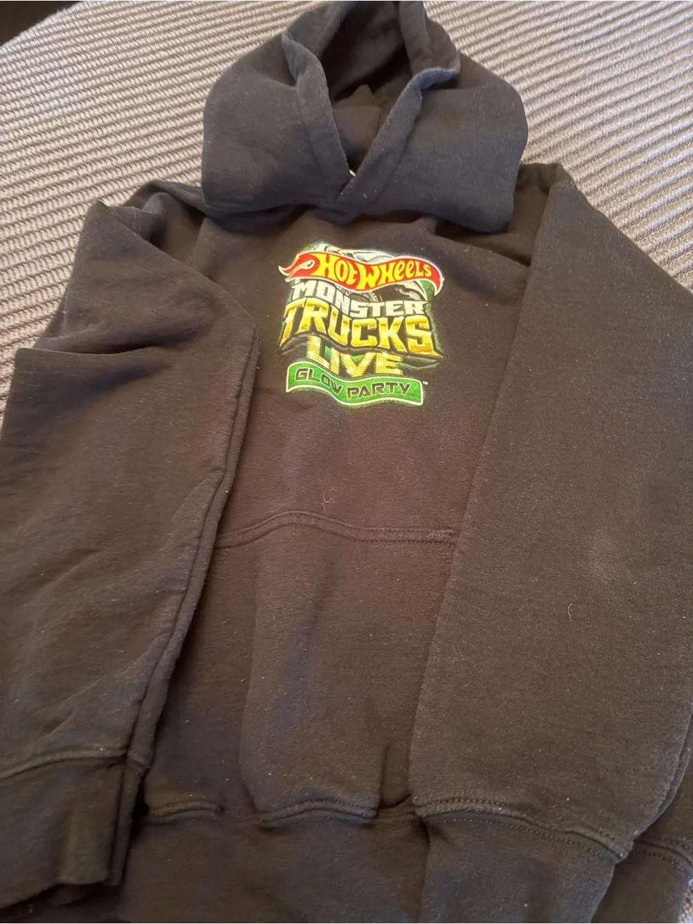 Black Kids Hoodie - Monster Trucks Glow Party